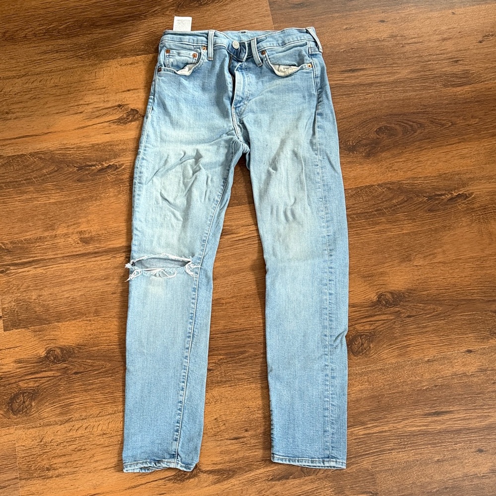 Levi’s Light Blue Slim Fit Men’s Jeans - Distressed Knee (ink stain)